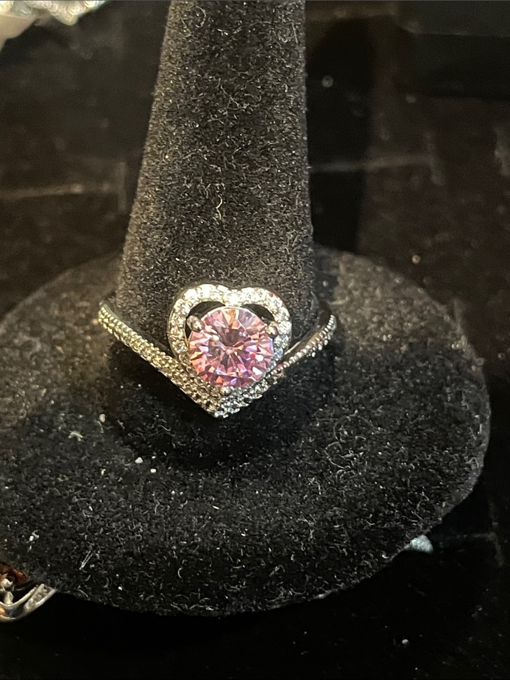 Heart Halo Pink moisenite Ring - Women Jewelry